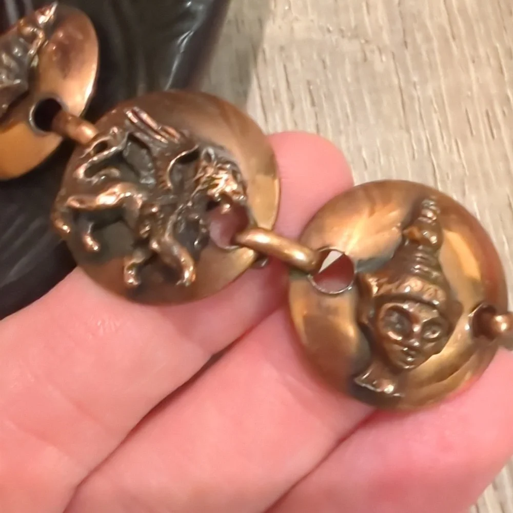 Vintage Copper Siam Griffin Link Bracelet 7
